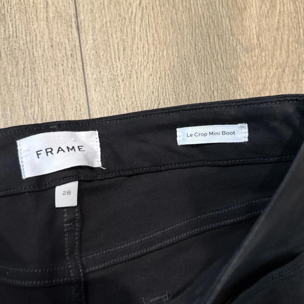 FRAME Le Crop Mini Boot Black Flare Jeans Size 28 Wax Jean Finish - Picture 2 of 2